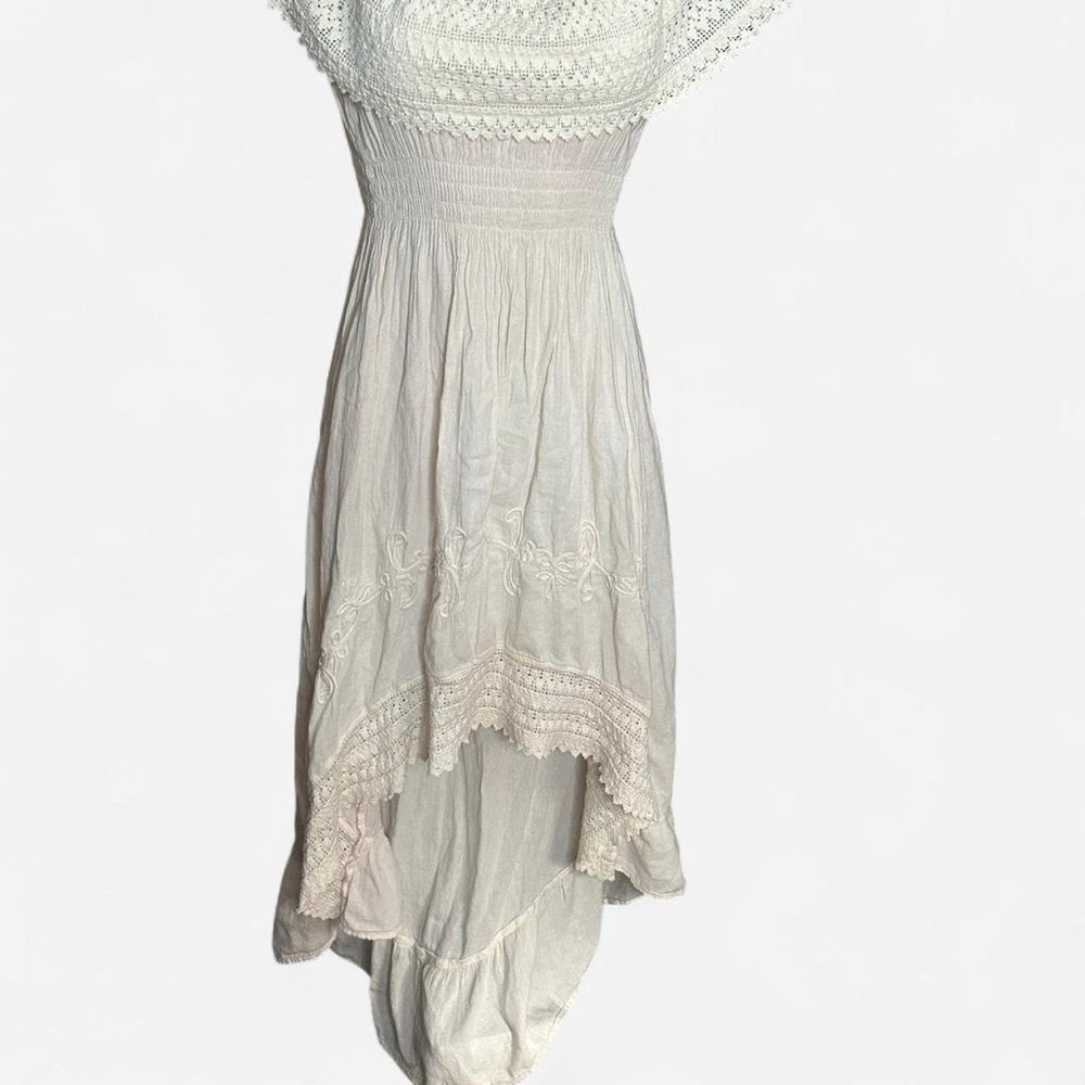 Elegant White Lace Western High Low Dress